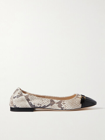 Tod's Embellished snake-effect leather ballet flats