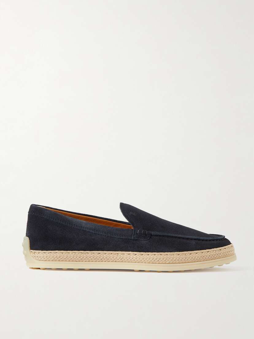 Tod's Raffia-trimmed Suede Loafers