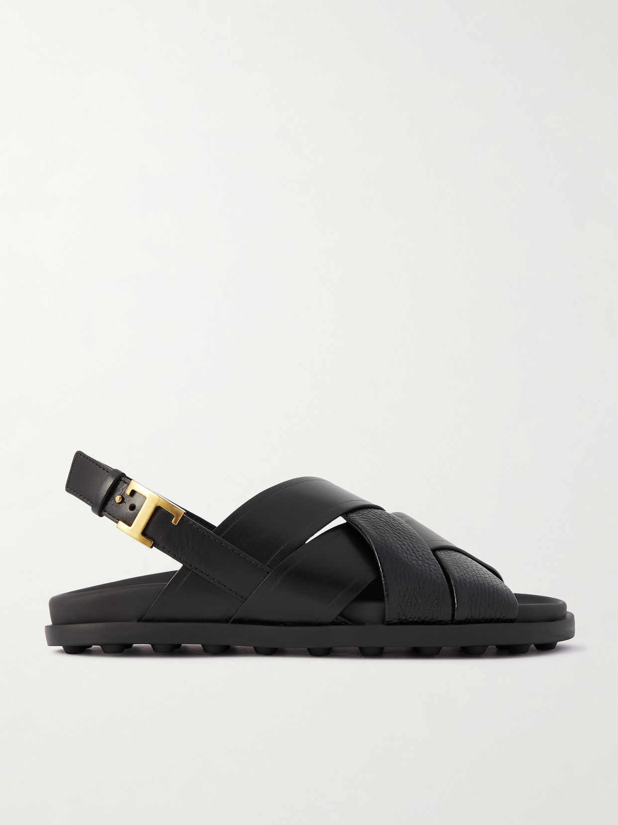 Tod's Textured And Smooth Leather Sandals - Black