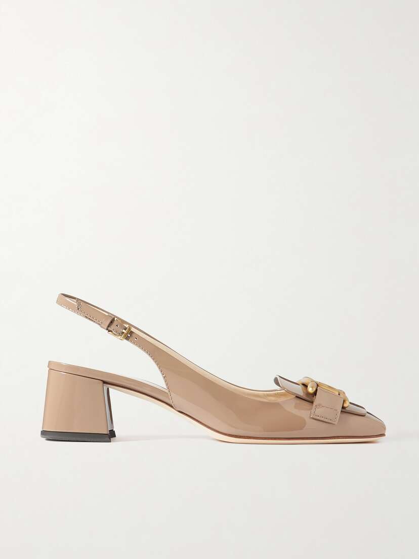 Tod's Embellished Leather Slingback Pumps