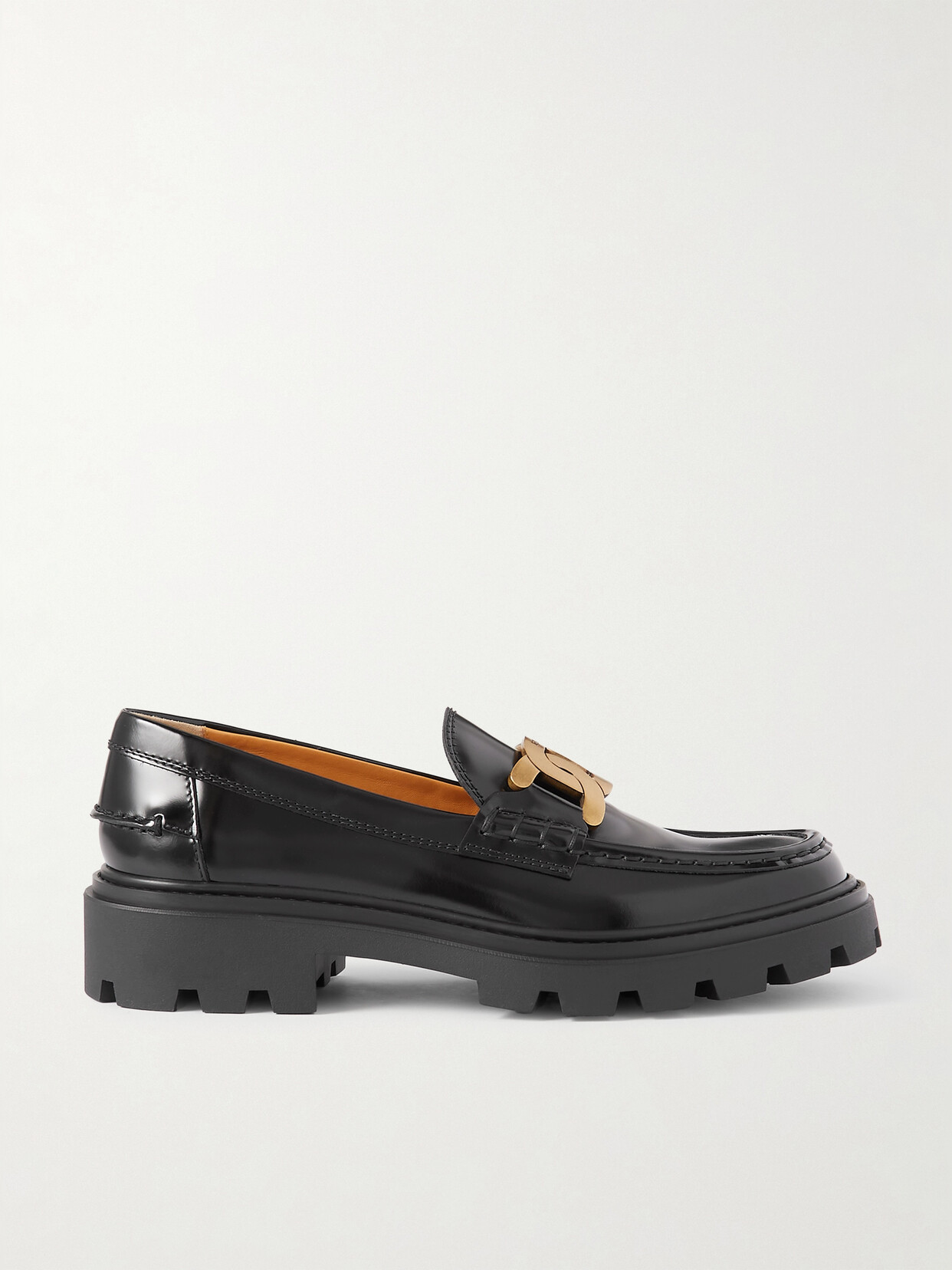 Shop Tod's Gomma Pesante Embellished Glossed-leather Loafers In Black