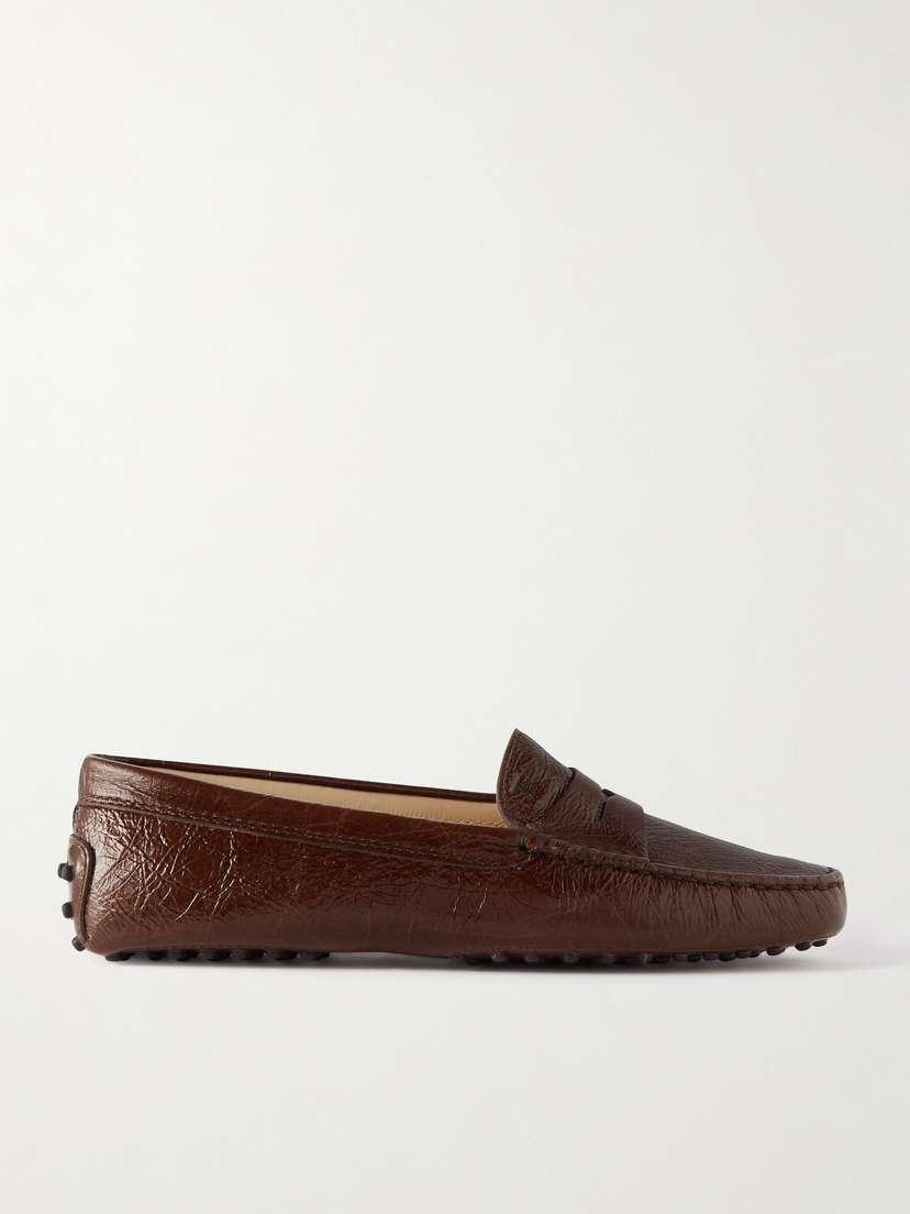 Tod's Gommino Crinkled Glossed-leather Loafers