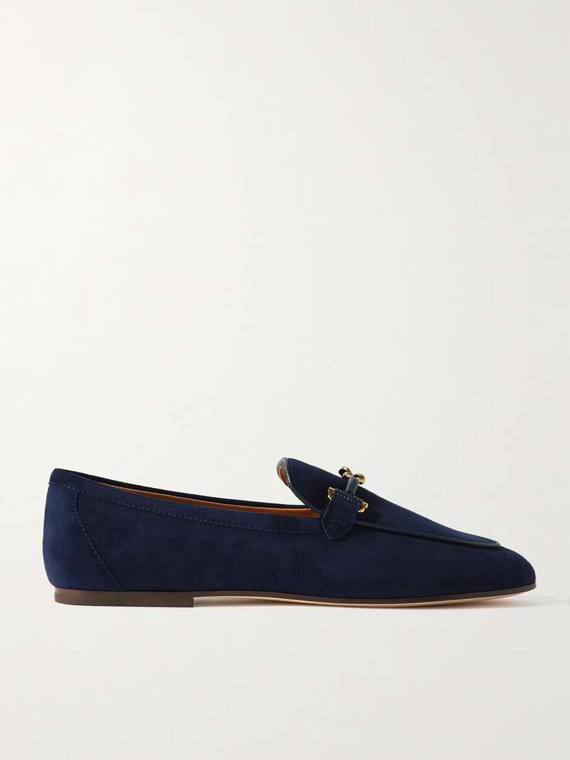 Tod's Embellished Leather-trimmed Suede Loafers