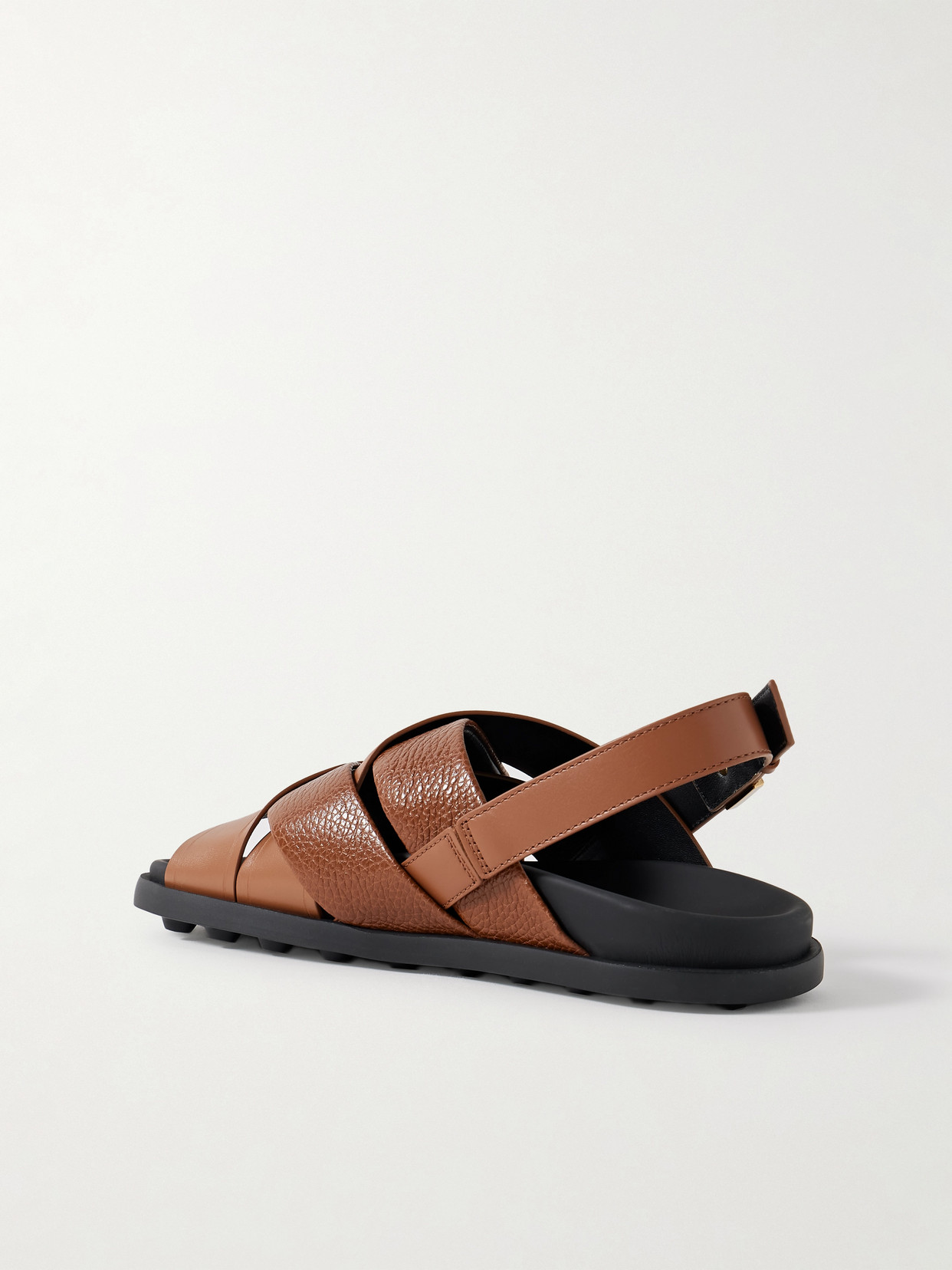 Tod's Textured And Smooth Leather Sandals In Brown