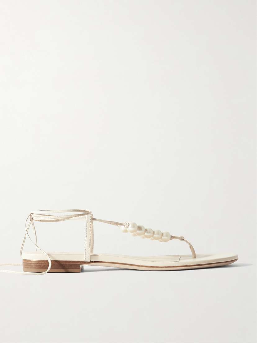 Magda Butrym Faux Pearl-embellished Leather Thong Sandals