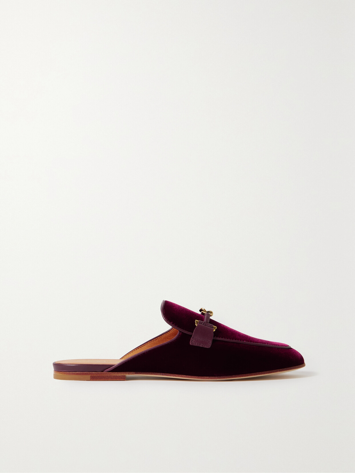 Tod's Embellished Leather-trimmed Velvet Slippers In Burgundy