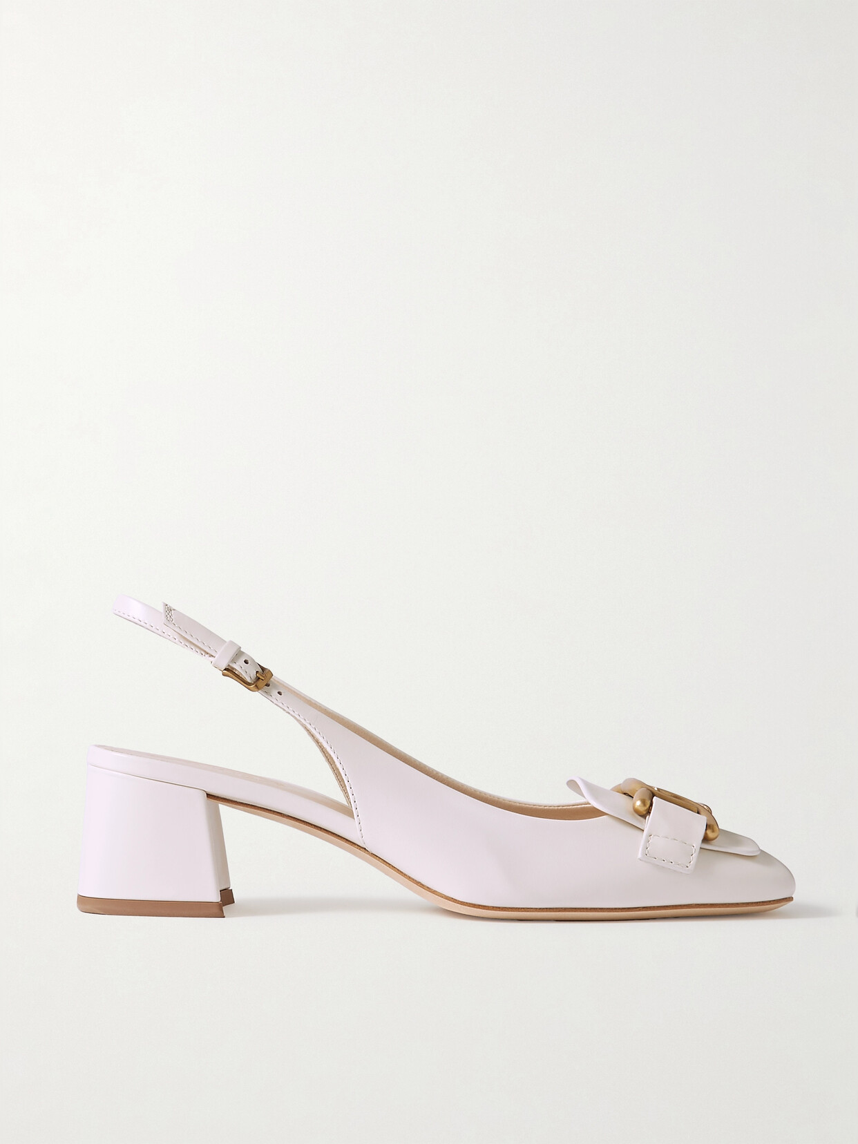 Tod's Embellished Leather Slingback Pumps In White