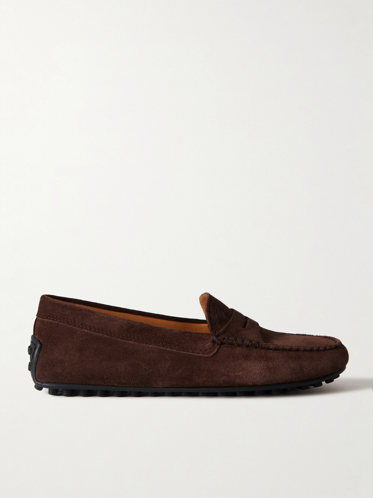 Shop Tod's City Gommino Suede Loafers In Brown