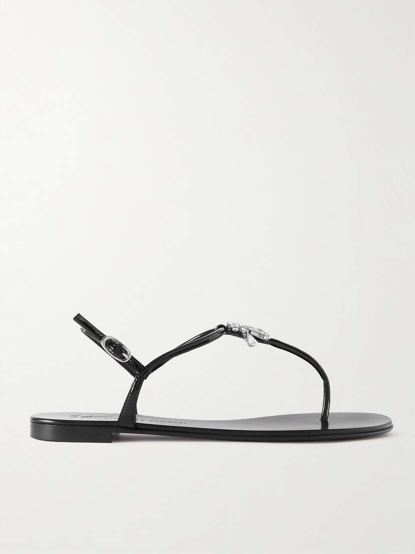 Giuseppe Zanotti Cantadora Crystal-embellished Faux Patent-leather Sandals