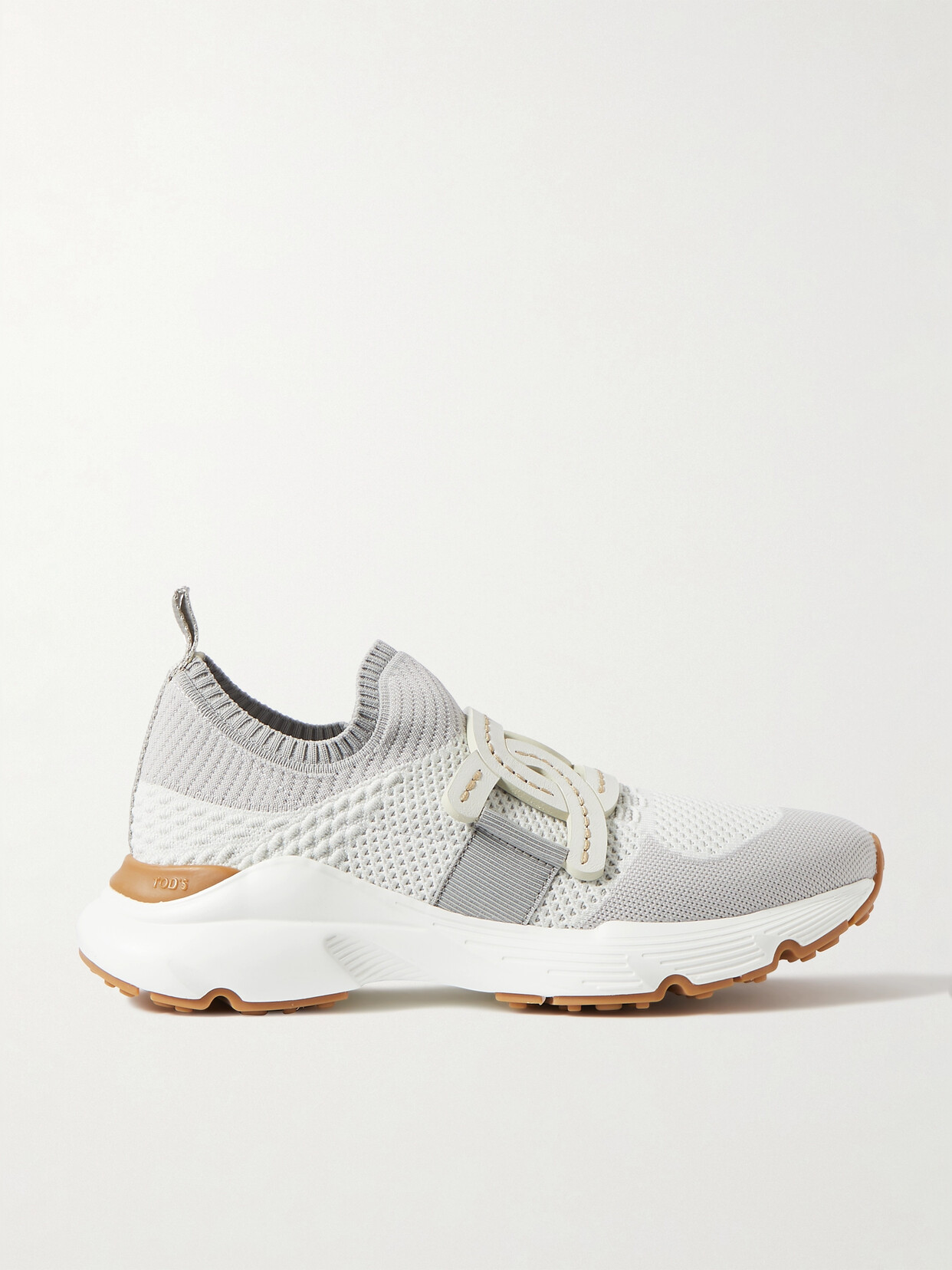 Tod's - Leather-trimmed Stretch-knit Slip-on Sneakers - Gray