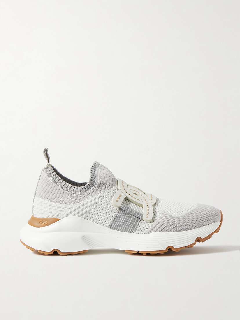 Tod's Leather-trimmed Stretch-knit Slip-on Sneakers