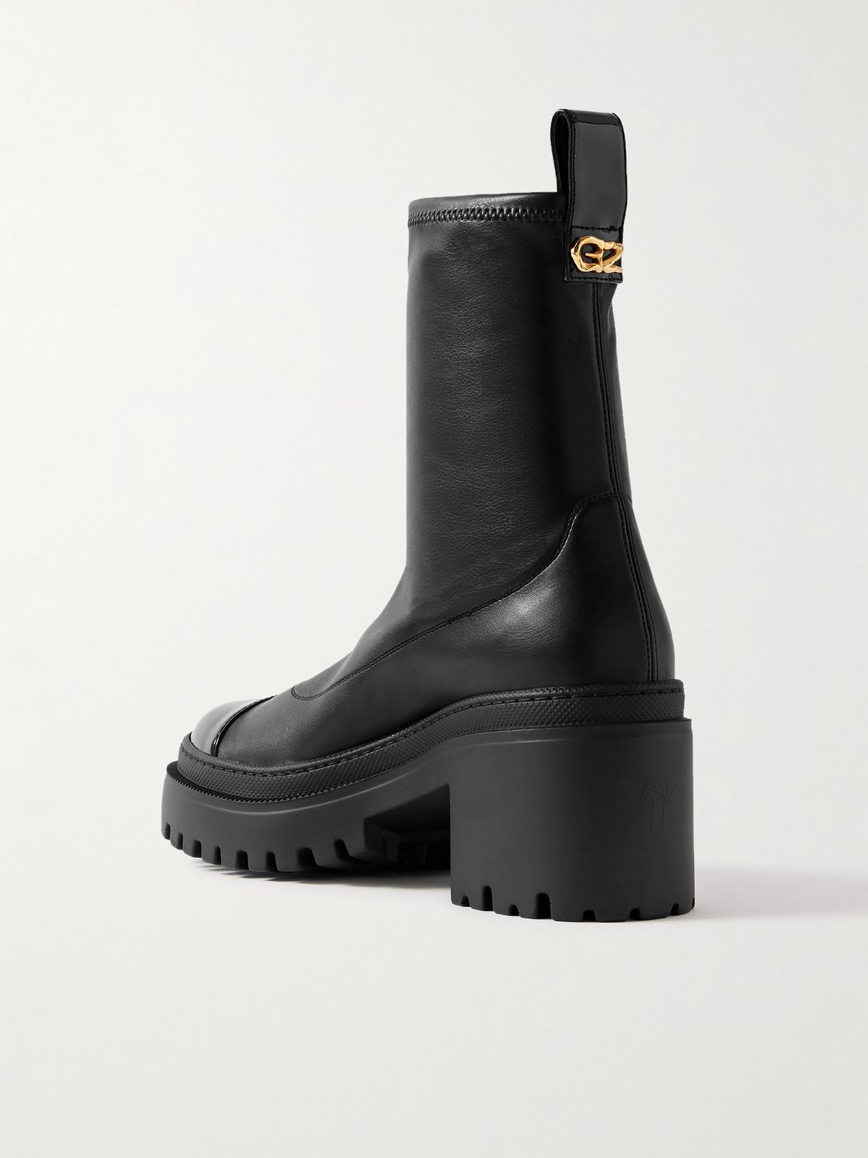 Giuseppe Zanotti Cantadora Embellished Patent-trimmed Leather Ankle Boots In Black