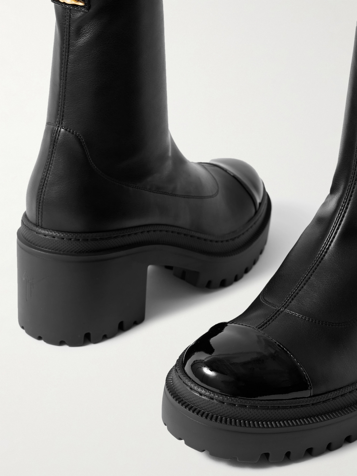 Giuseppe Zanotti Cantadora Embellished Patent-trimmed Leather Ankle Boots In Black