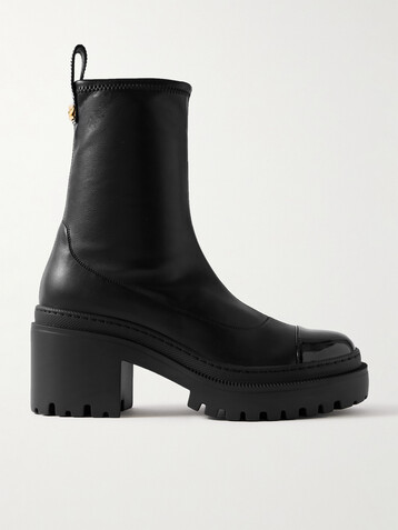 Giuseppe Zanotti Cantadora embellished patent-trimmed leather ankle boots