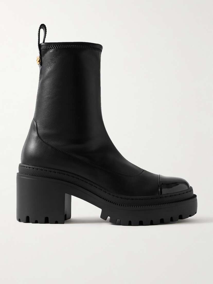 Giuseppe Zanotti Cantadora Embellished Patent-trimmed Leather Ankle Boots