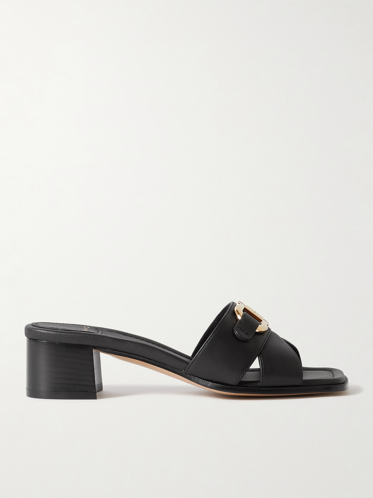 Shop Ferragamo Lorelie Logo-embellished Leather Mules In Black