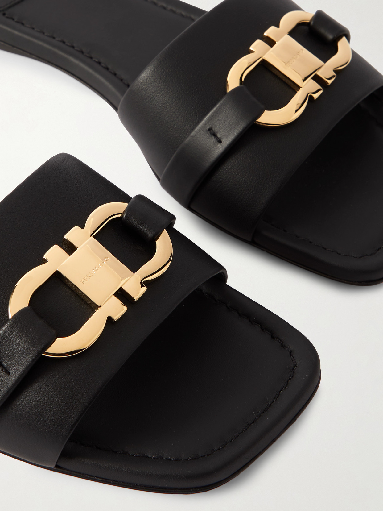 Shop Ferragamo Leah Embellished Leather Sandals In Black