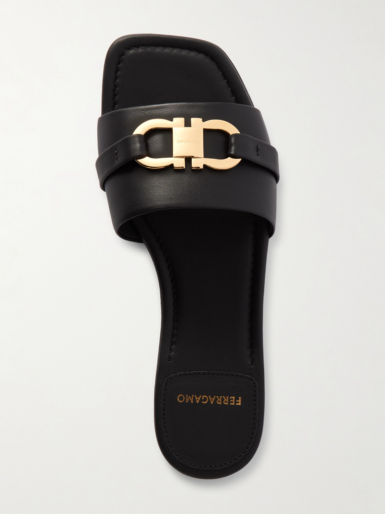 Shop Ferragamo Leah Embellished Leather Sandals In Black