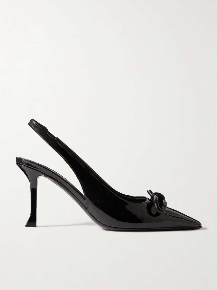 Ferragamo Arlene Knotted Patent-leather Slingback Pumps