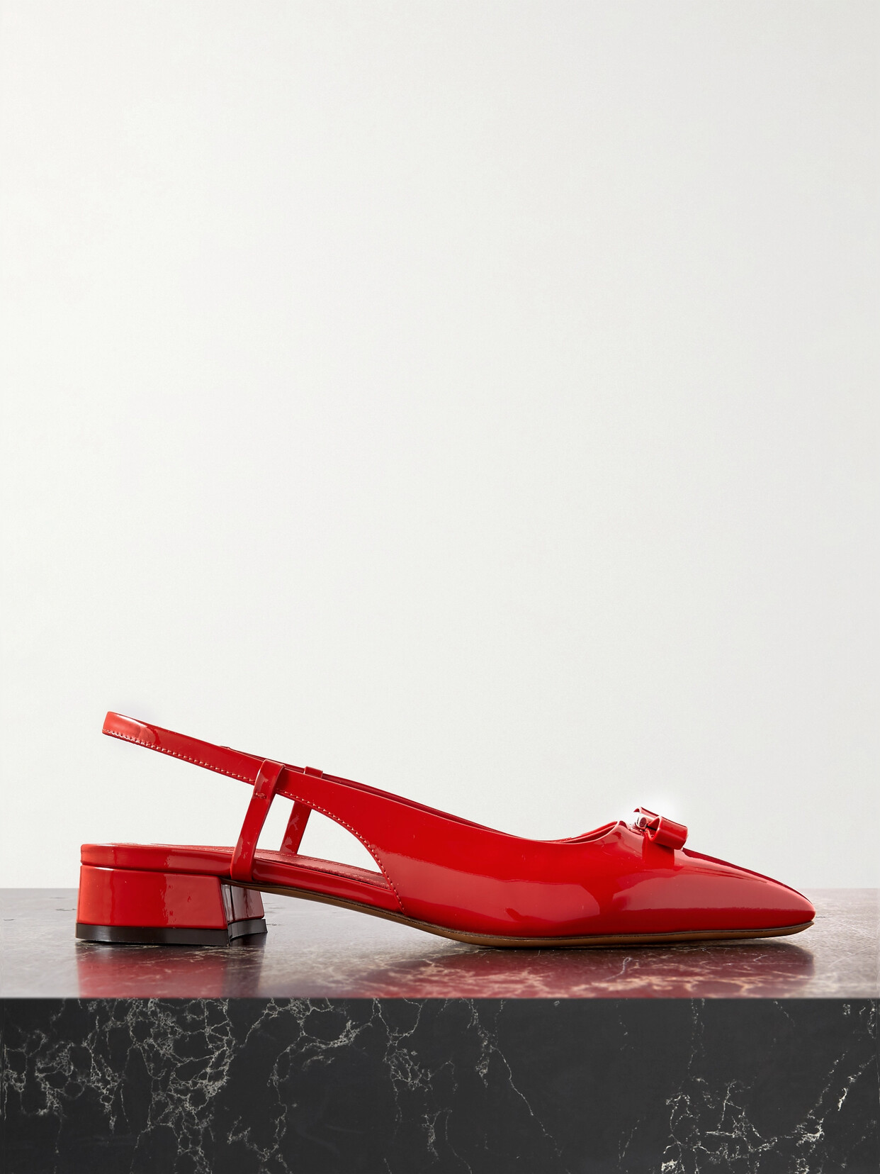 Ferragamo Marlina Bow-embellished Patent-leather Slingback Flats