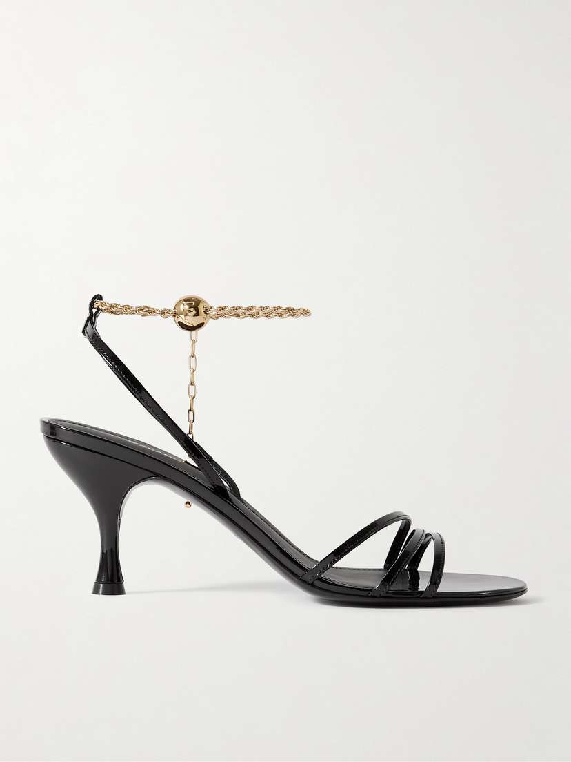 Ferragamo Denise Chain-embellished Patent-leather Sandals
