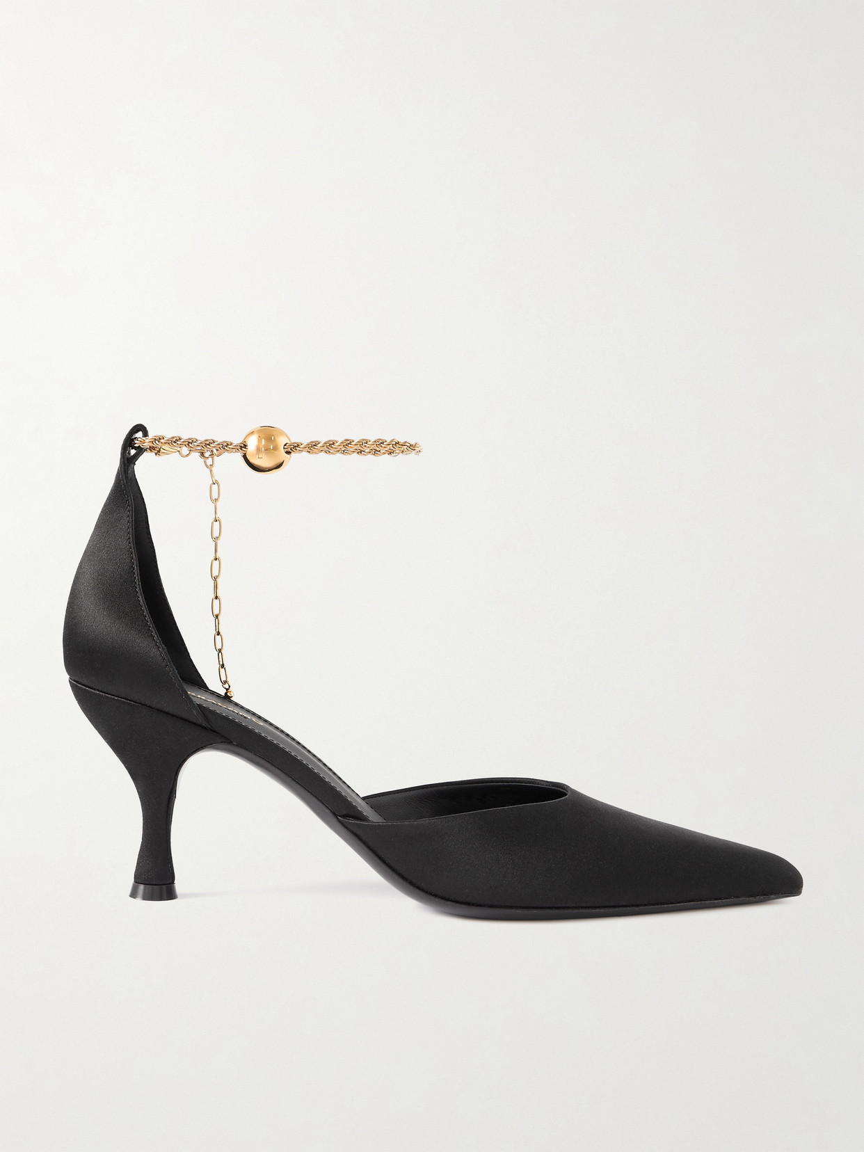 Ferragamo - Dana Chain-embellished Satin Pumps - Black