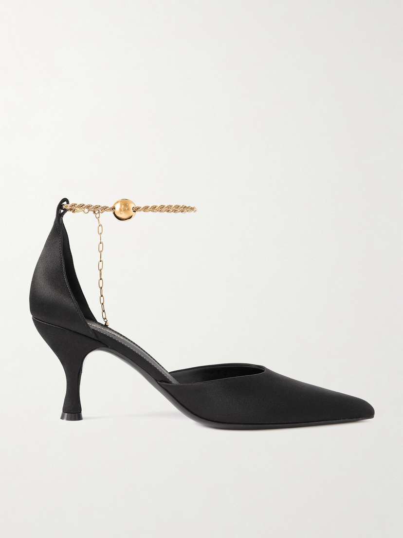 Ferragamo Dana Chain-embellished Satin Pumps