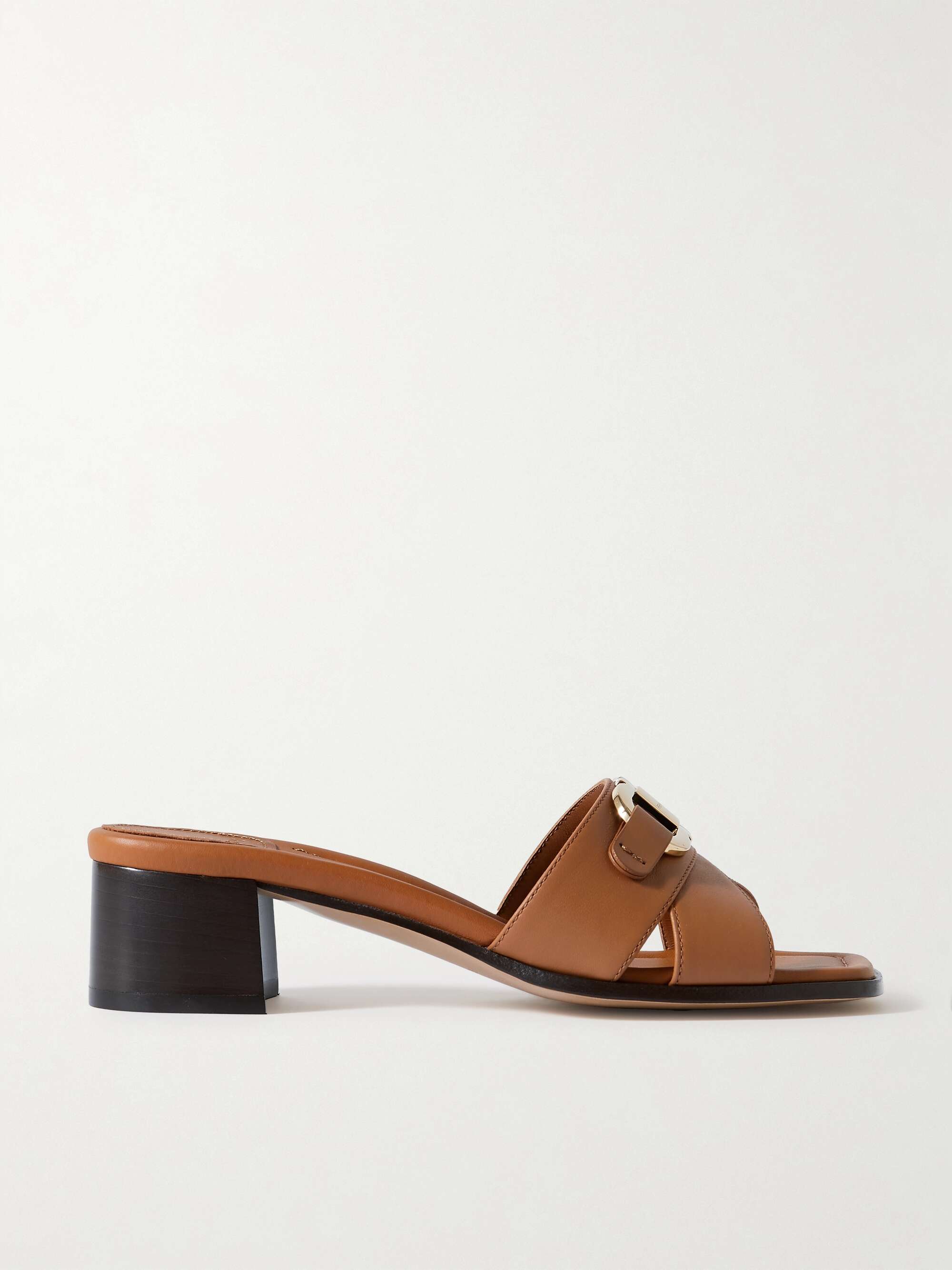 Lorelie logo embellished leather mules brown US5.5