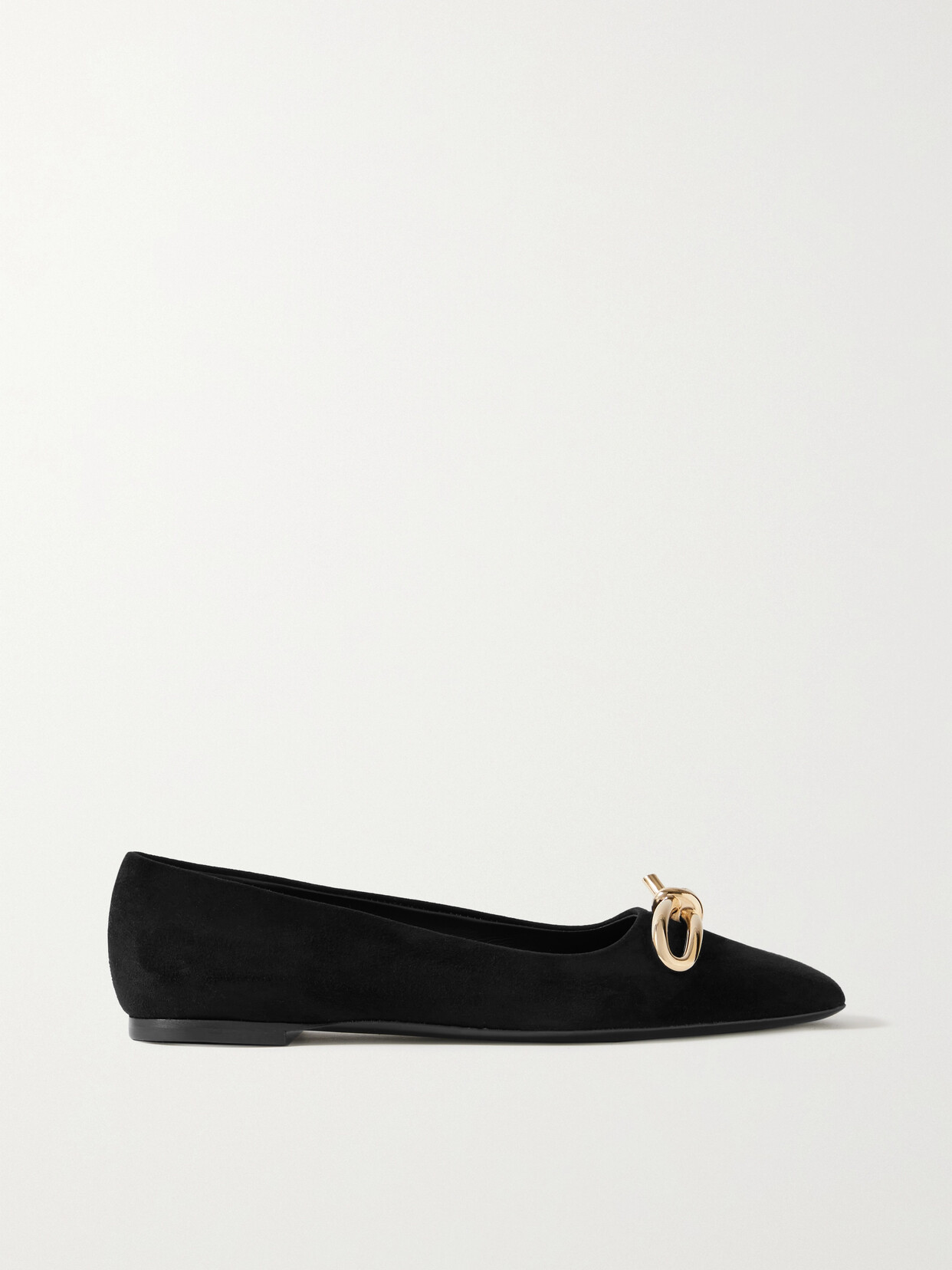 Ferragamo - Annie Bow-embellished Suede Ballet Flats - Black