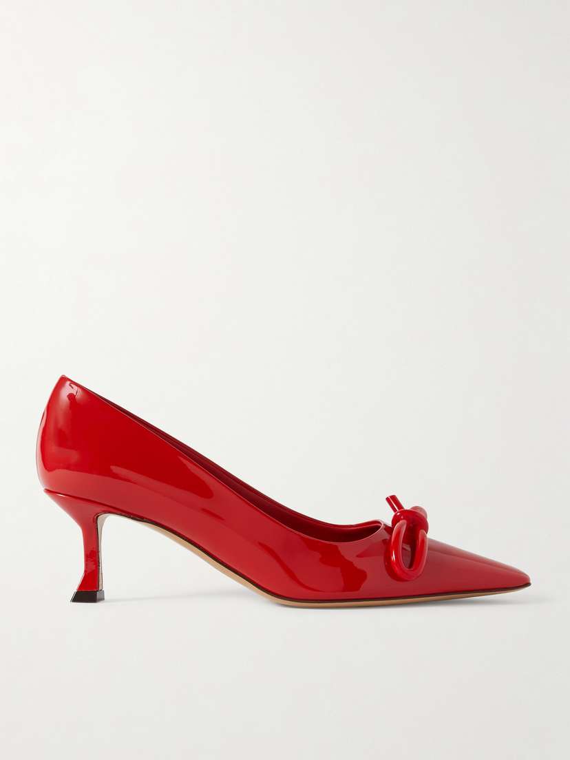 Ferragamo Annie Bow-embellished Patent-leather Pumps