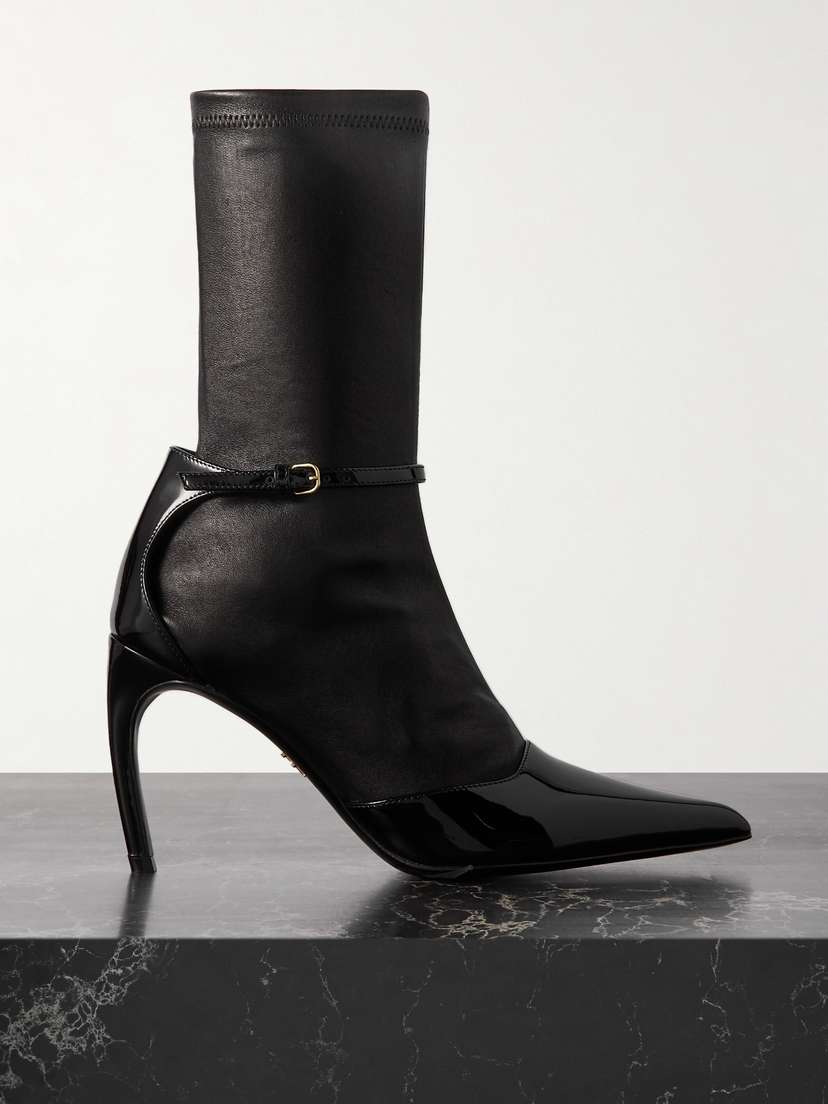 Ferragamo Britt Smooth And Patent-leather Ankle Boots