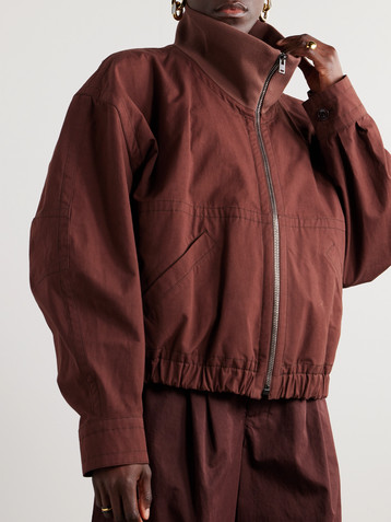 Lemaire Oversized layered ribbed-knit and washed cotton-poplin jacket