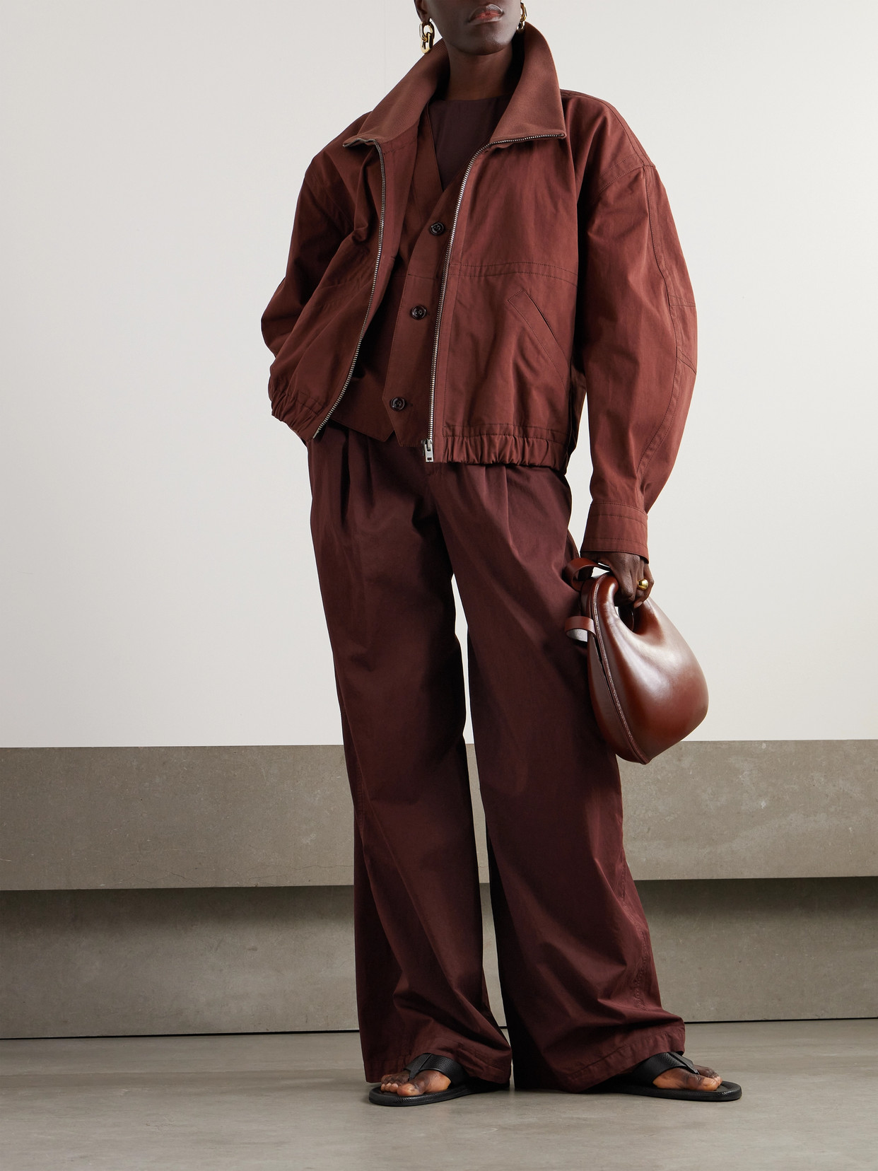 Lemaire Double Layer Cotton Casual Jacket In Br401 Chocolate