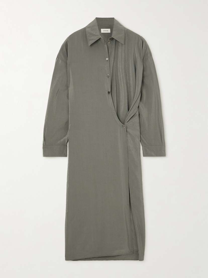 Lemaire Silk-blend Midi Wrap Shirt Dress