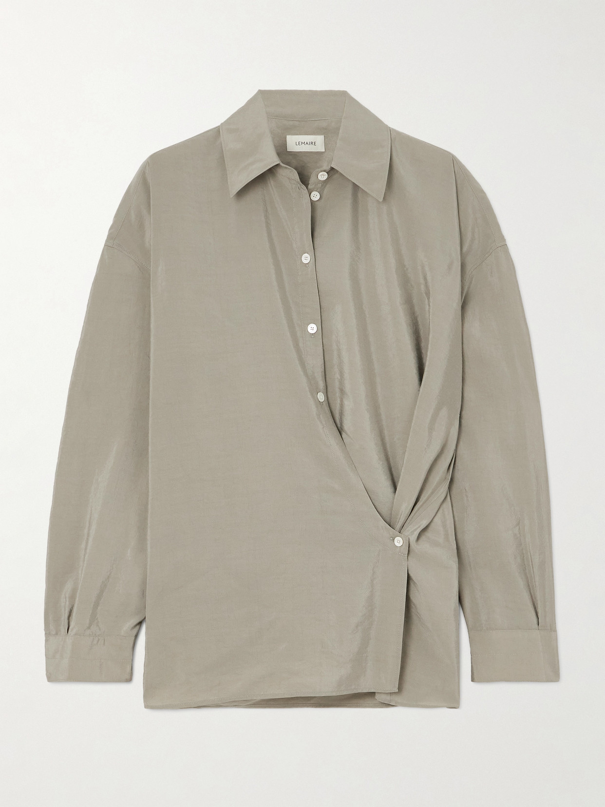 LEMAIRE - Twist-front Silk-blend Wrap Shirt - Gray