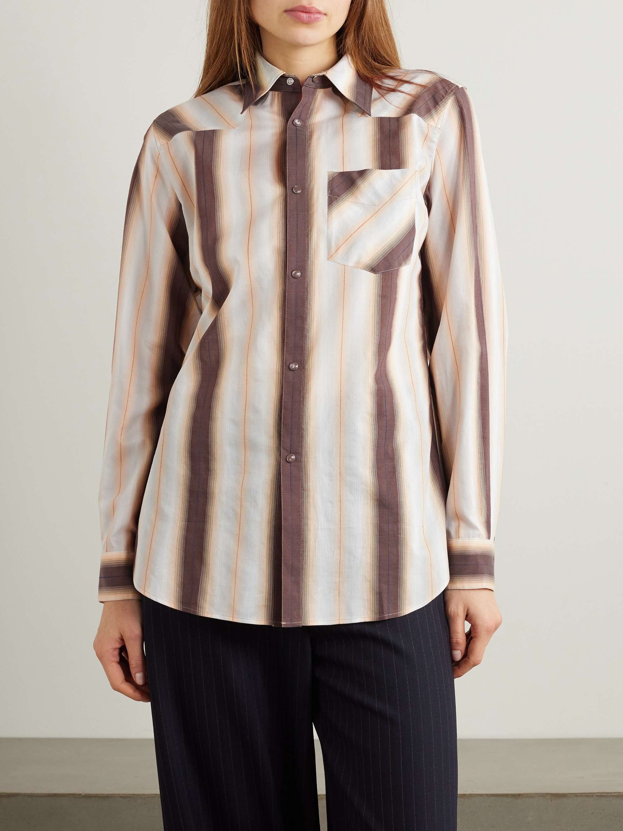 LEMAIRE Western striped cotton, silk and linen-blend shirt