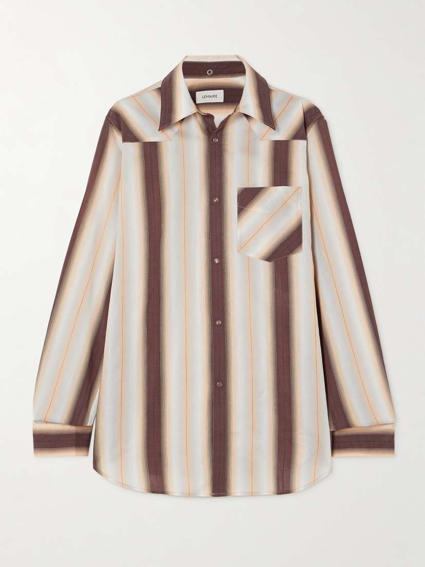 Lemaire Western Striped Cotton, Silk And Linen-blend Shirt