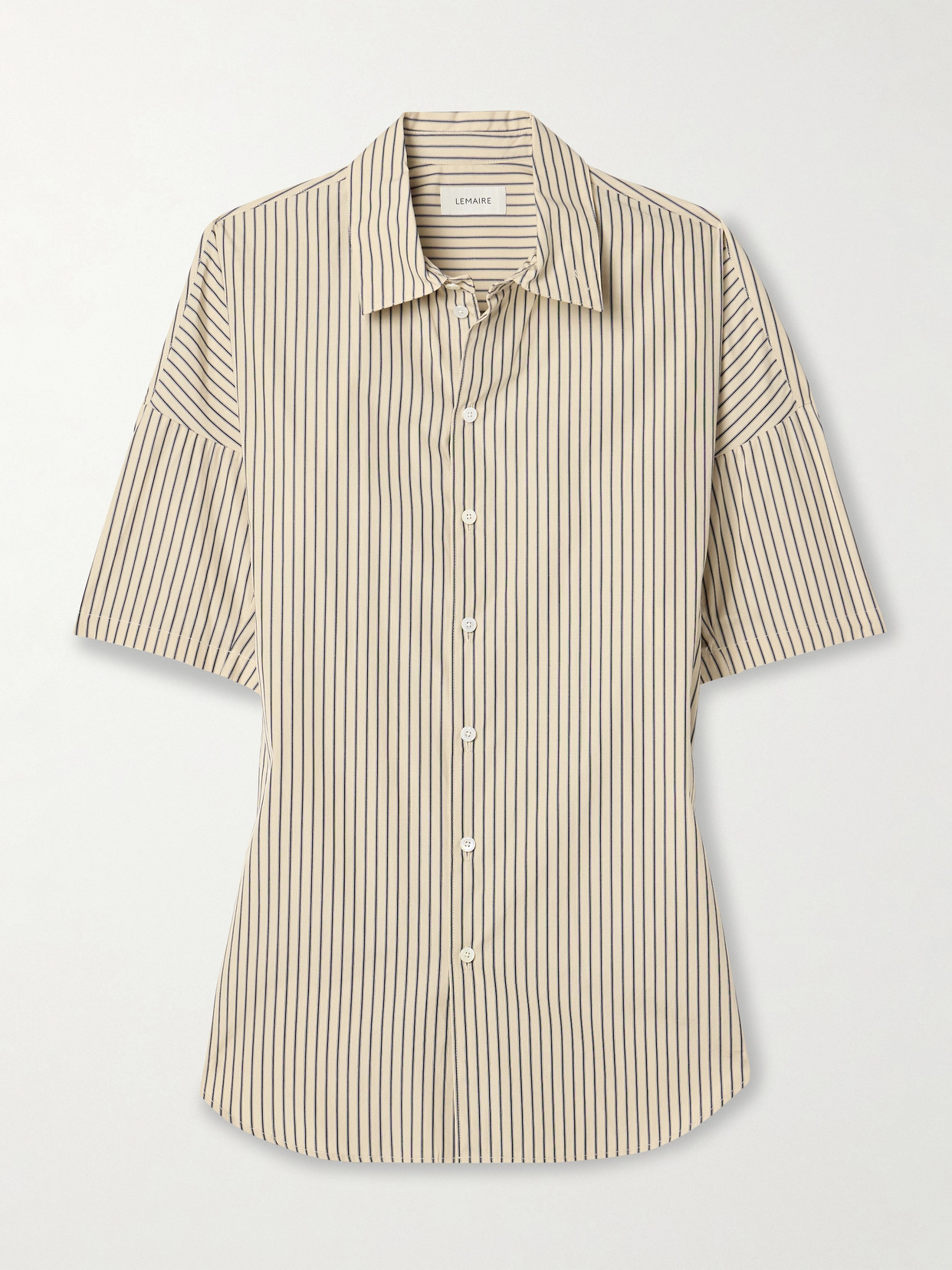 Lemaire Striped Cotton-poplin Shirt In Neutrals