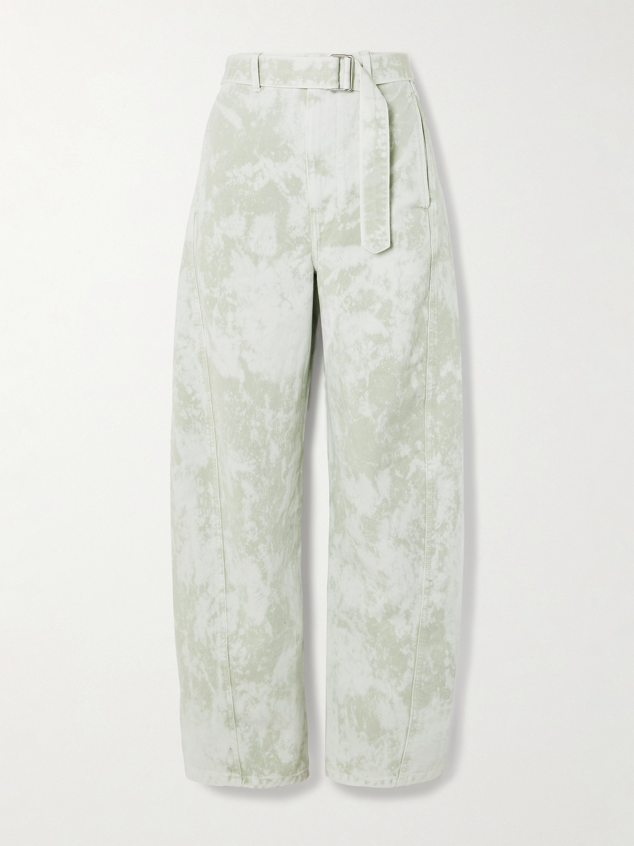 Lemaire Twisted Belted Tie-dye High-rise Tapered Jeans In Cream