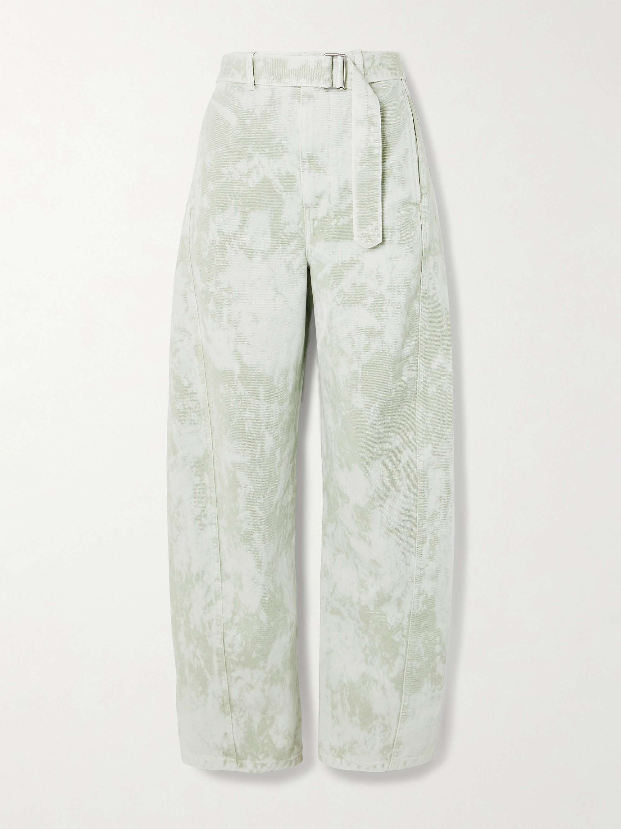 Twisted belted cotton pants in green - Lemaire