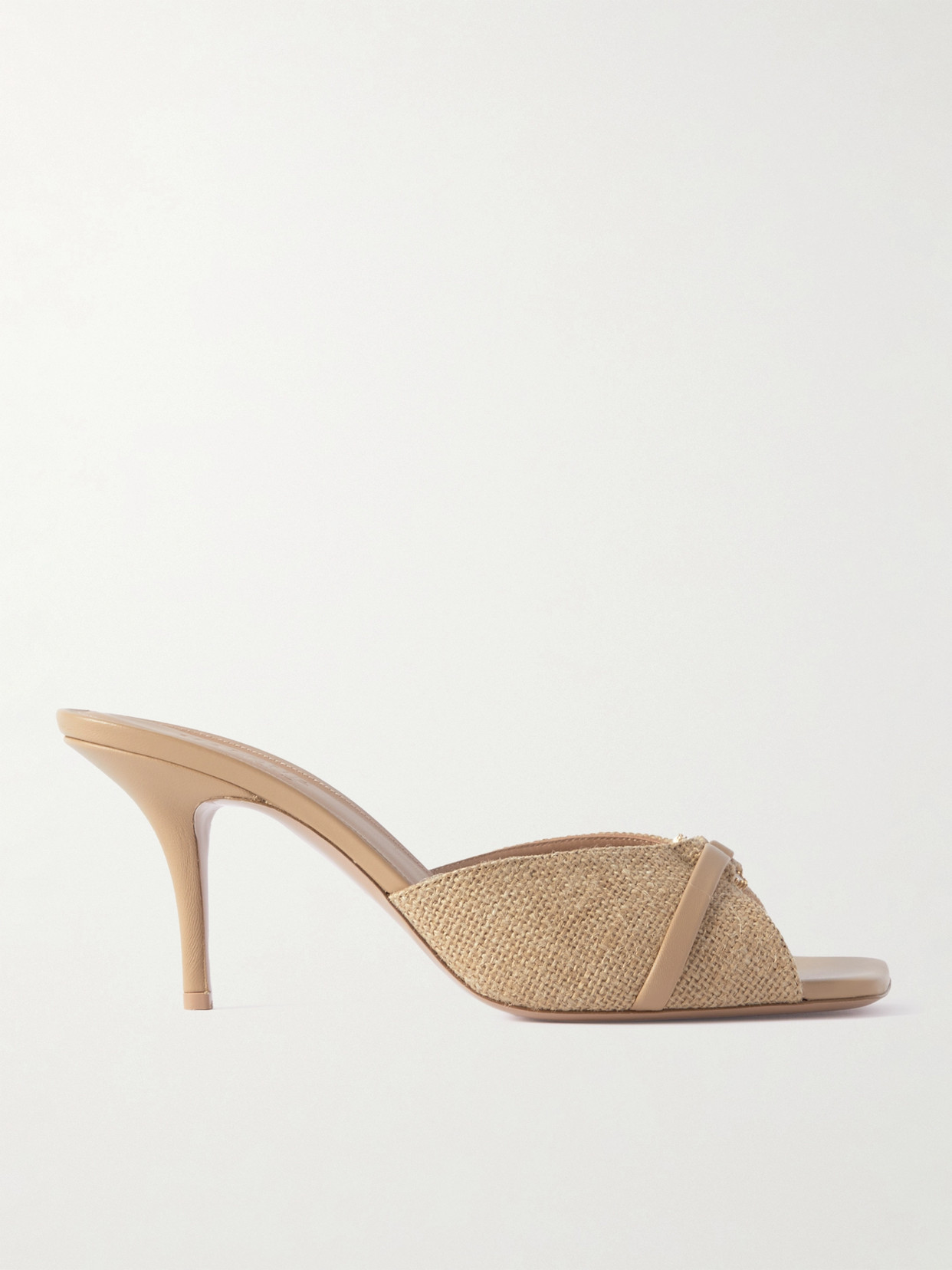 Shop Malone Souliers Patricia 70 Crystal-embellished Raffia Sandals In Neutrals