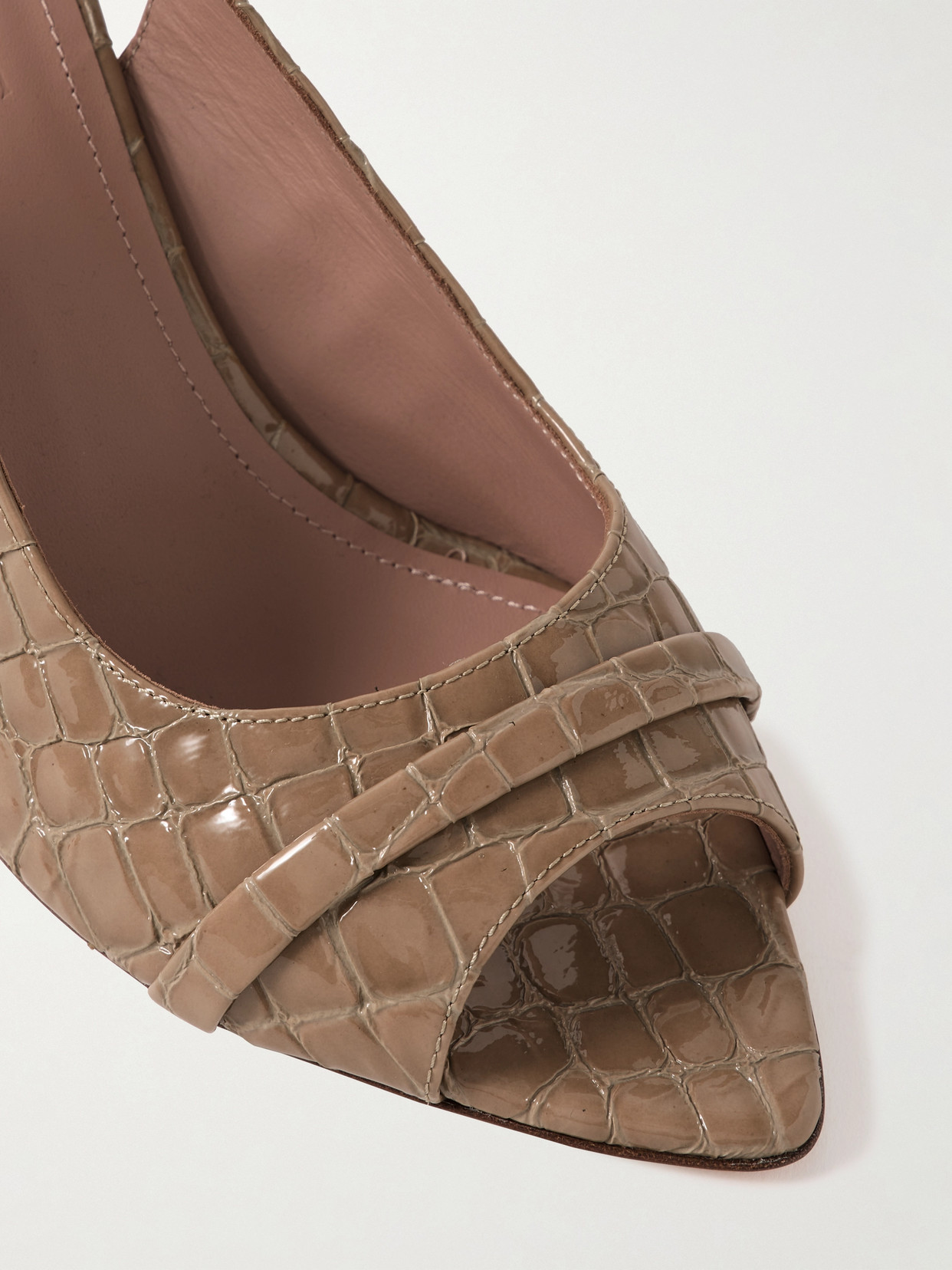 Malone Souliers Jude 70 Croc-effect Patent-leather Slingback Sandals In Neutrals
