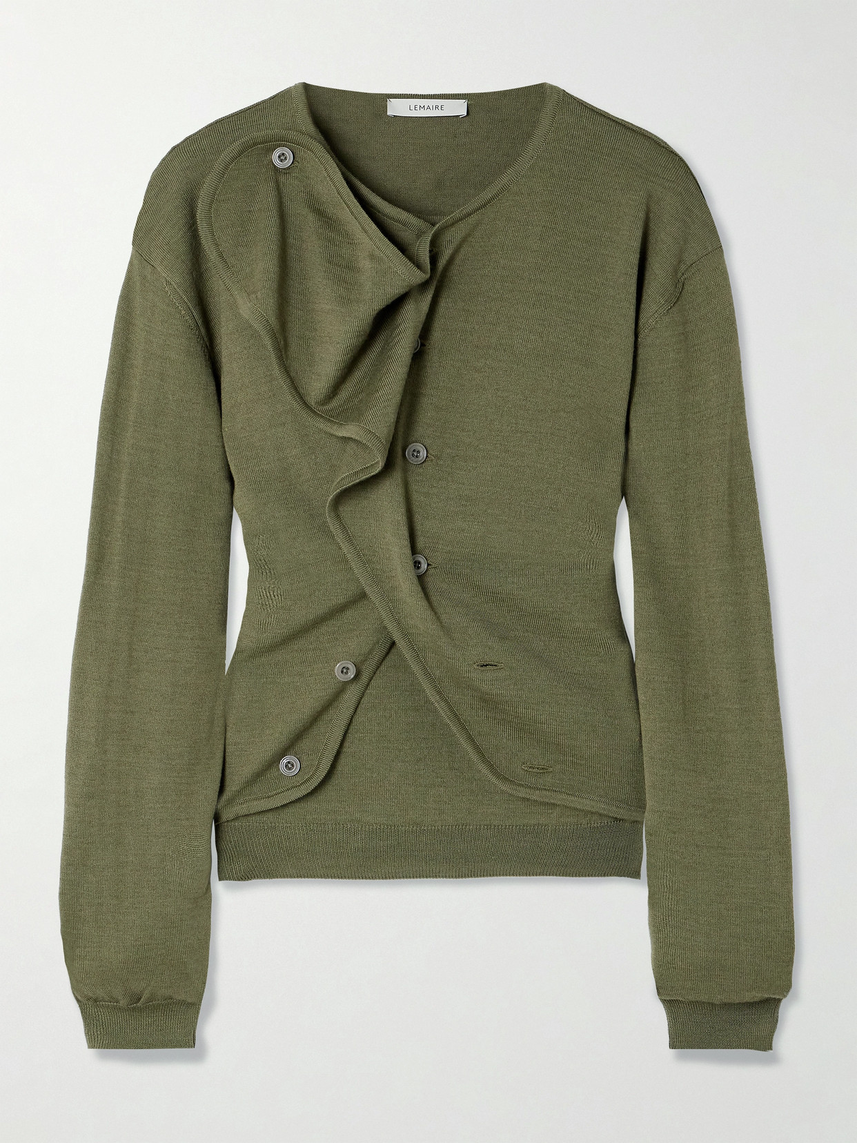 Lemaire Wool-blend Cardigan In Green