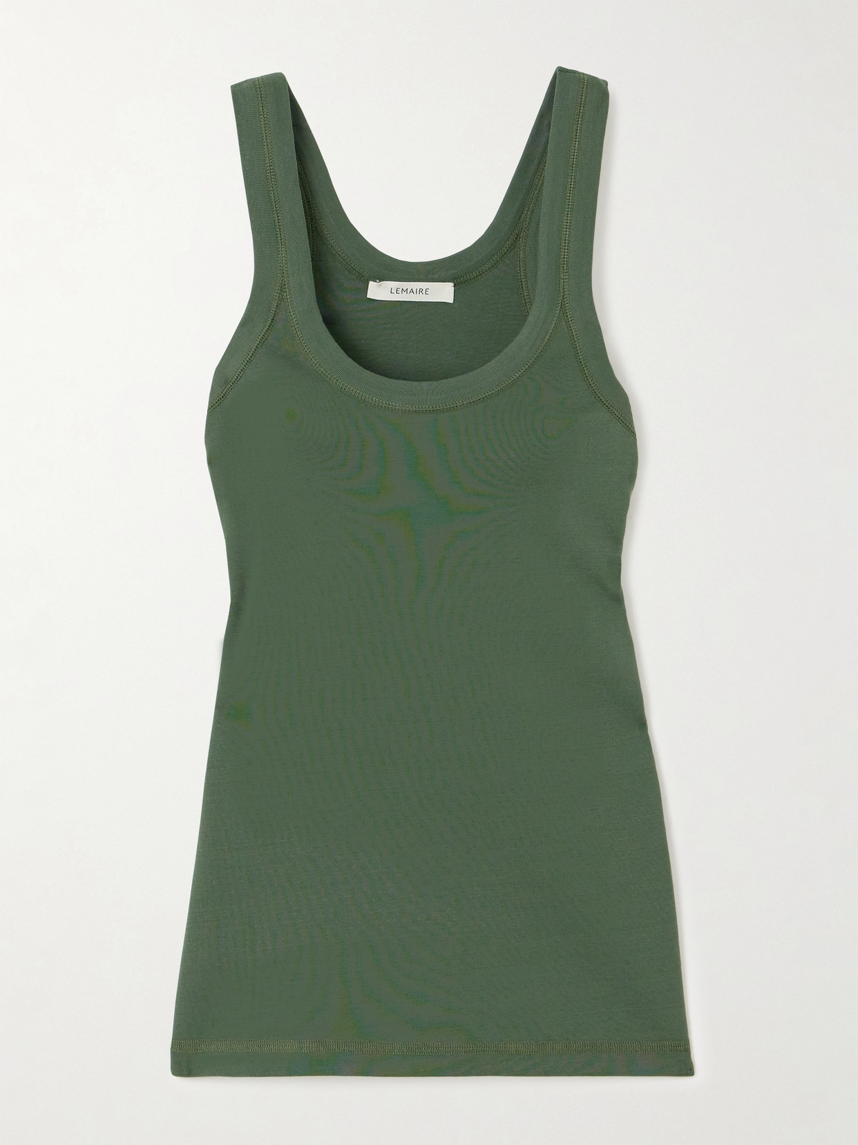 Lemaire Ribbed Cotton Tank Top In Green