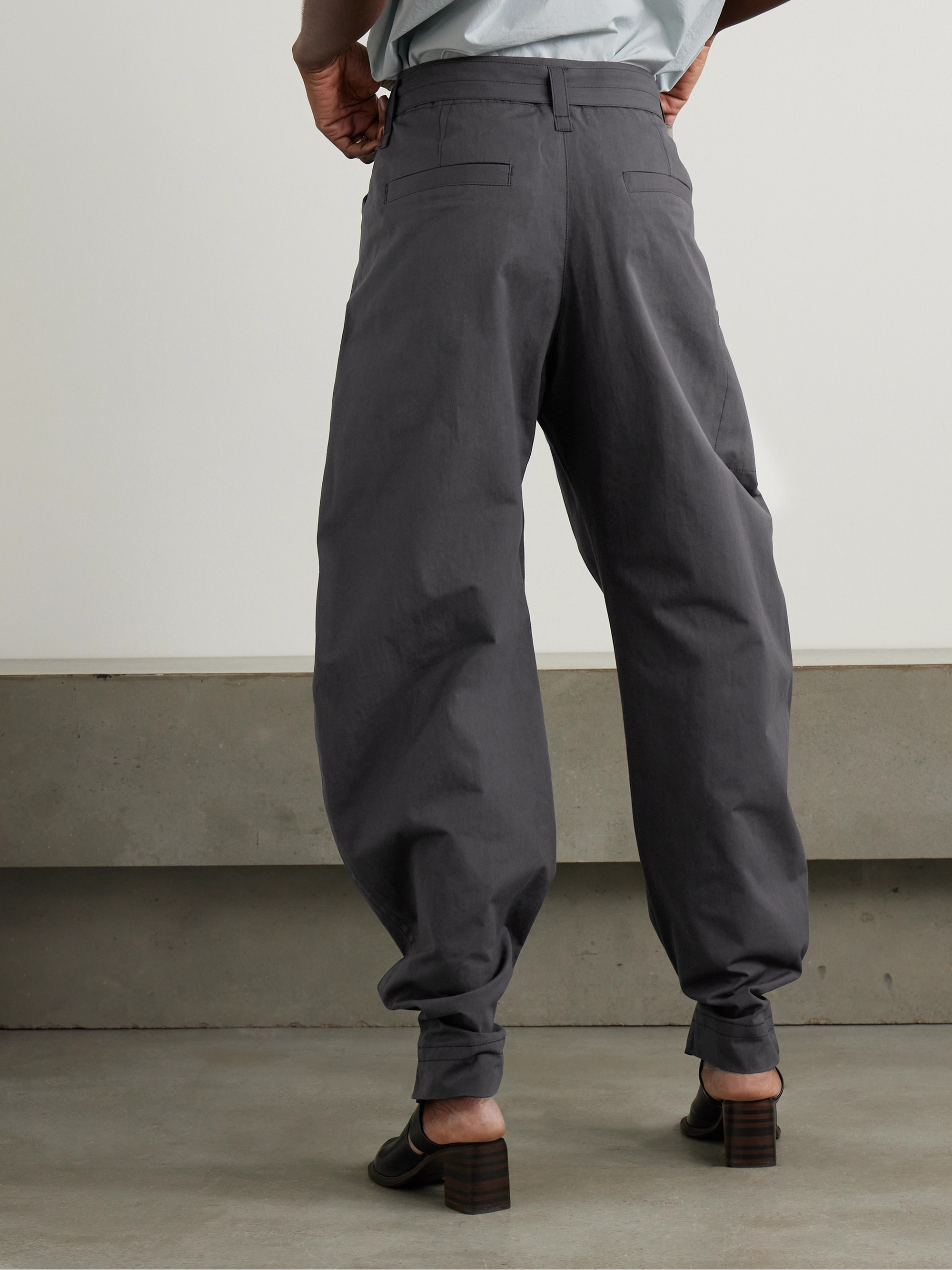 Lemaire Belted cotton-twill tapered pants