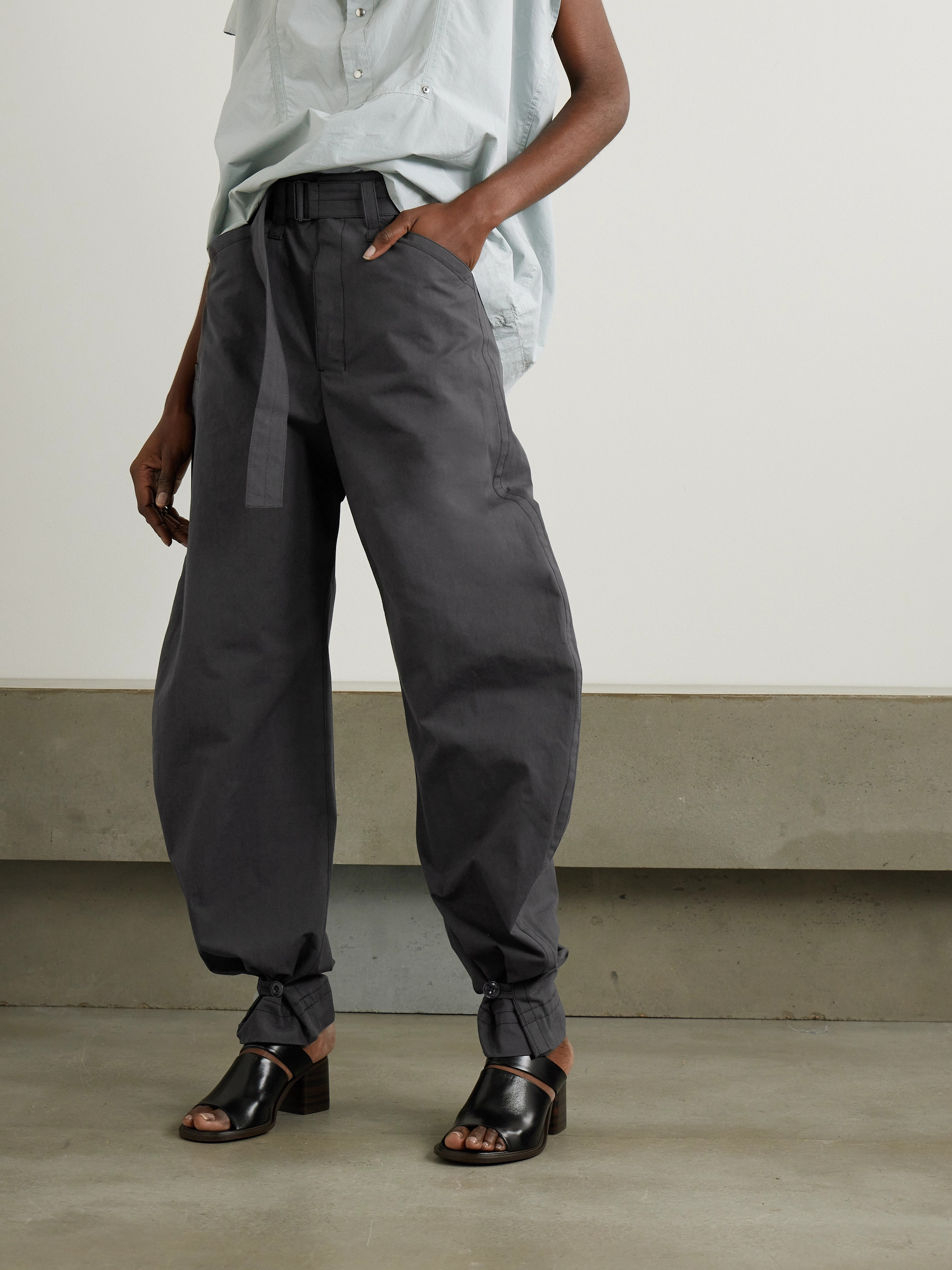 Lemaire Belted cotton-twill tapered pants