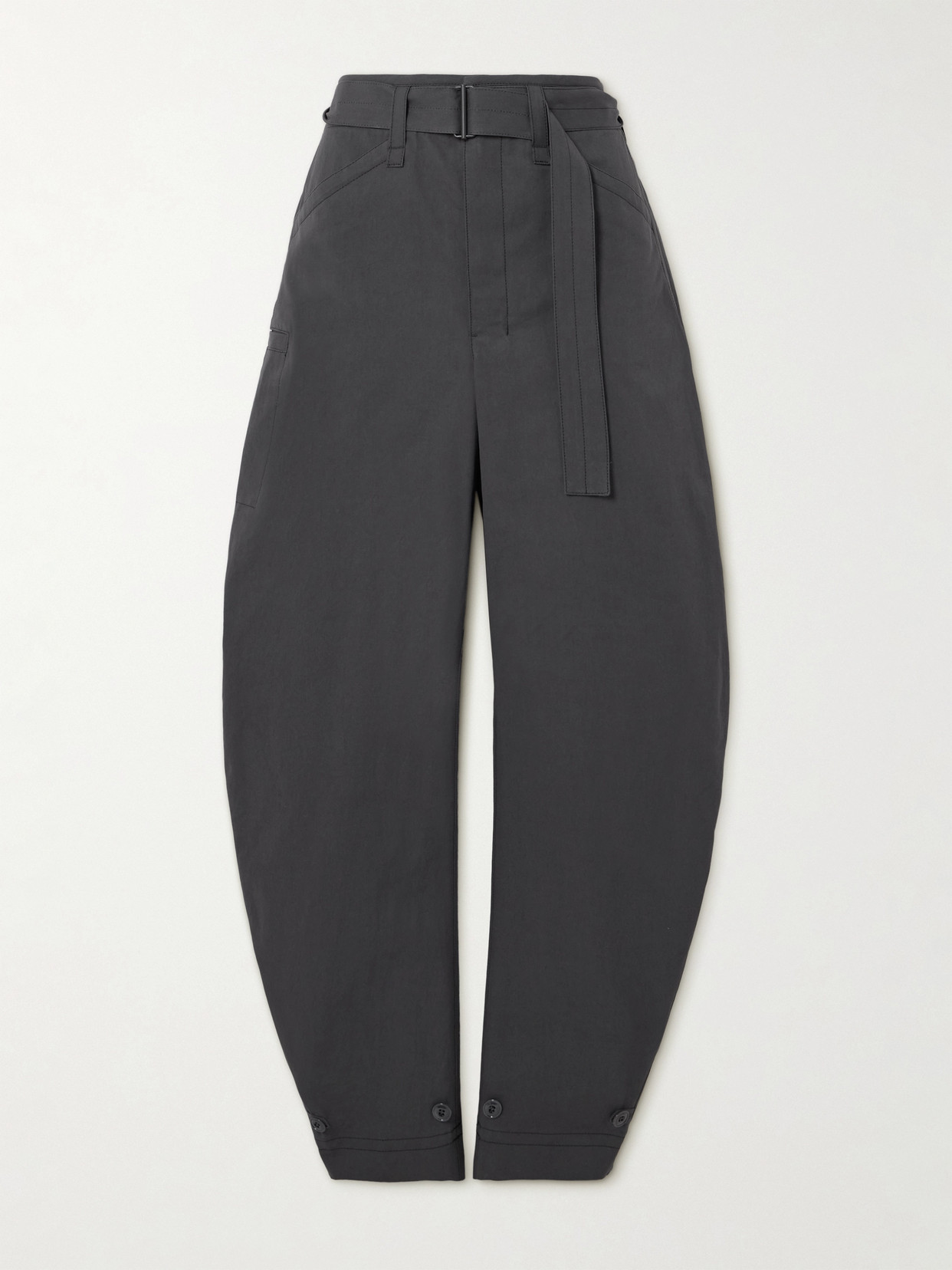 Lemaire Belted Cotton-twill Tapered Pants In Brown