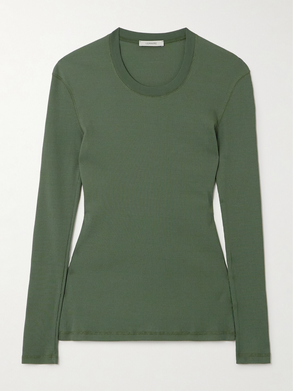 Shop Lemaire Ribbed Cotton T-shirt In Green