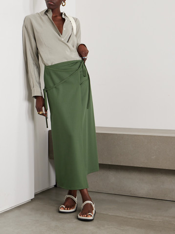 Lemaire Wool midi wrap skirt