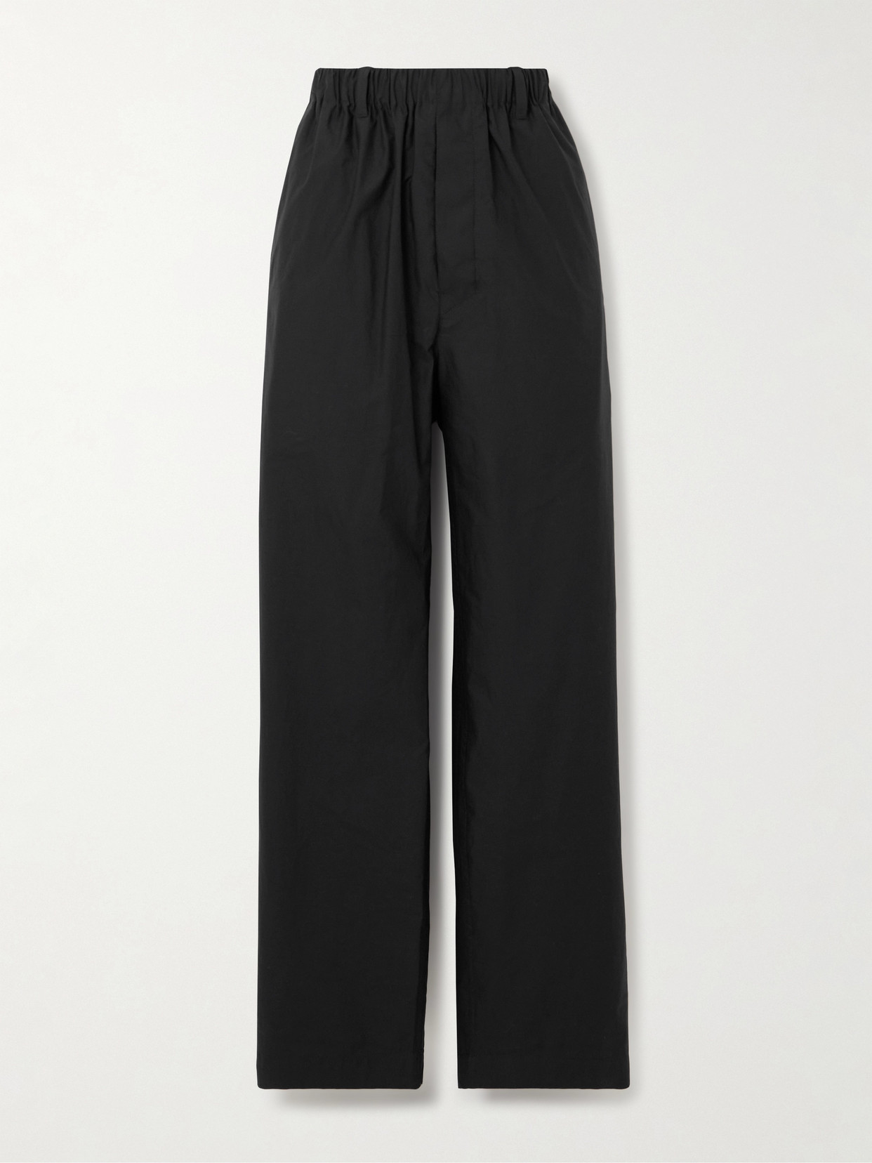 Lemaire Cotton And Silk-blend Poplin Wide-leg Pants In Black